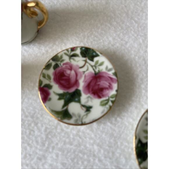 Vintage Miniature Chintz Pink Floral 10 Piece Tea Set- Slight Chips- See Pics - Picture 7 of 7
